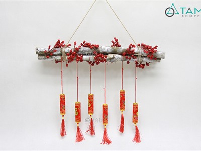 Bó củi khô trái đỏ treo 6 pháo T-BCTR-01